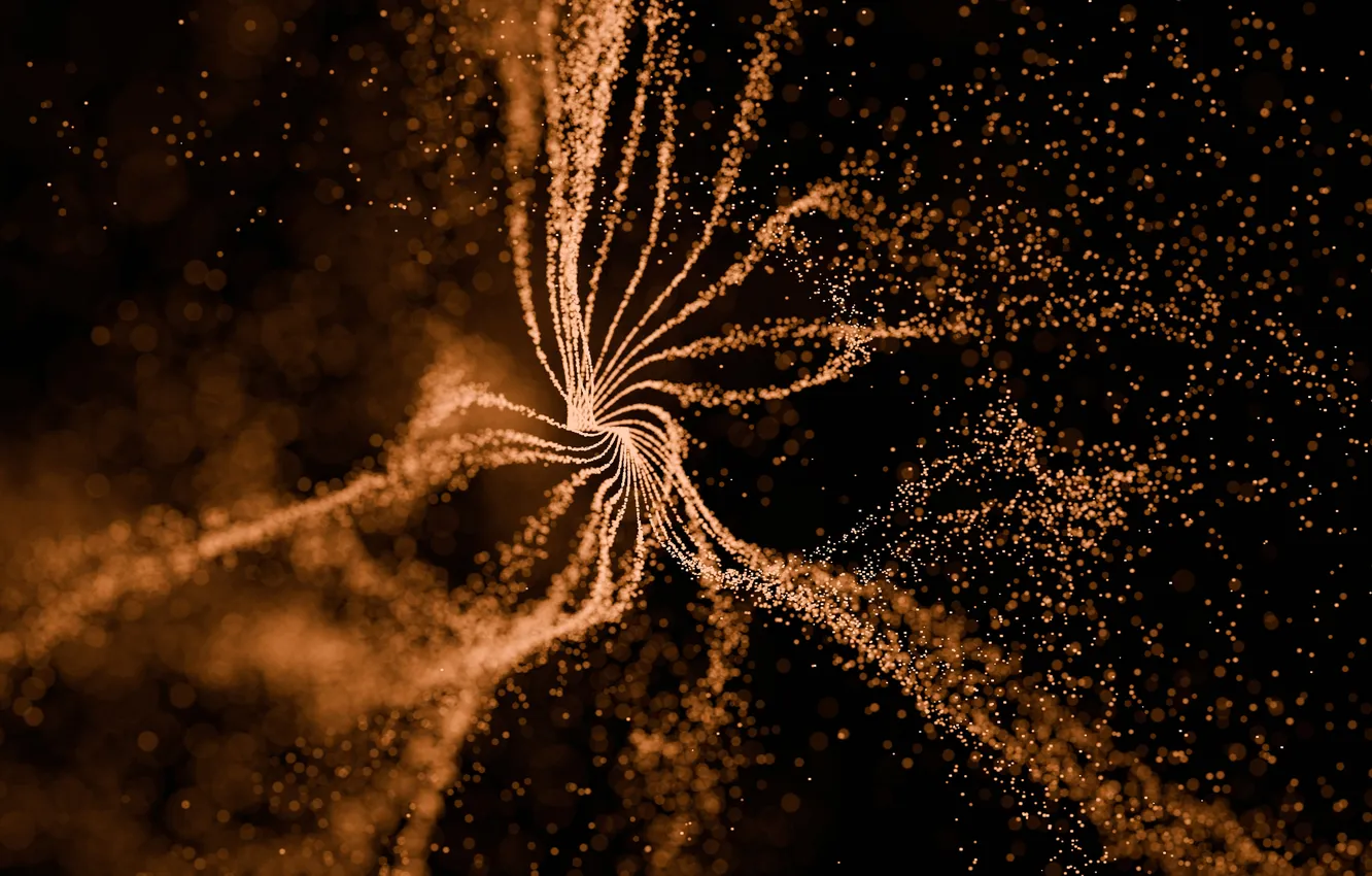 Фото обои Абстракция, Abstract, Россыпь, Golden Microscopic Particles, Spiral Abstract, Золотые микроскопические частицы, Спиральная абстракция