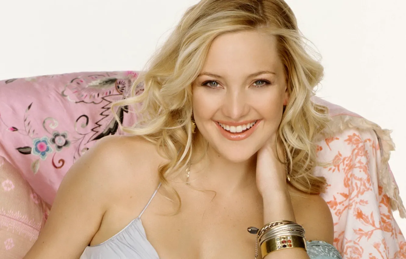 Фото обои улыбка, модель, актриса, блондинка, Kate Hudson