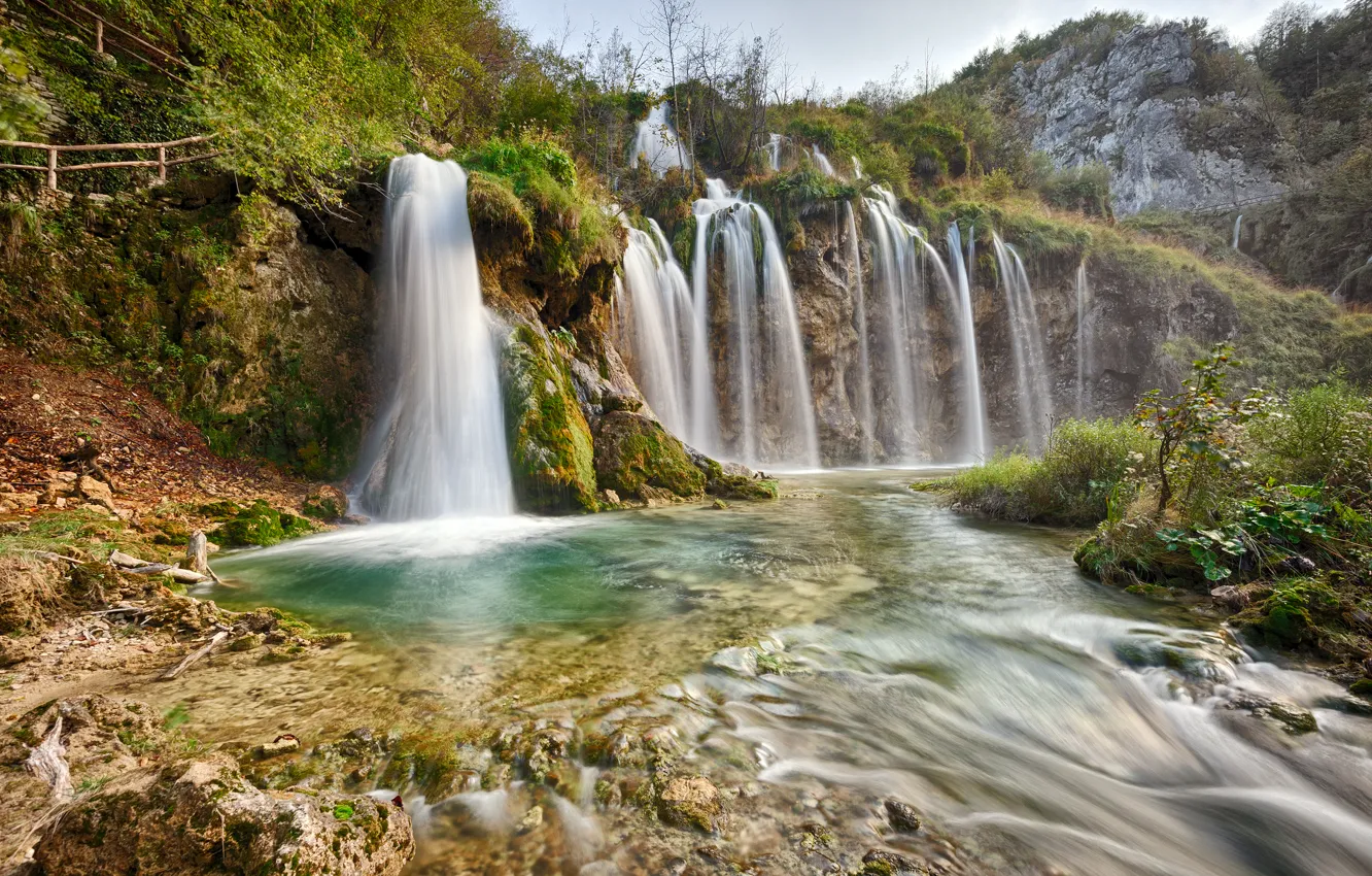 Фото обои природа, река, водопад, Plitvice National Park