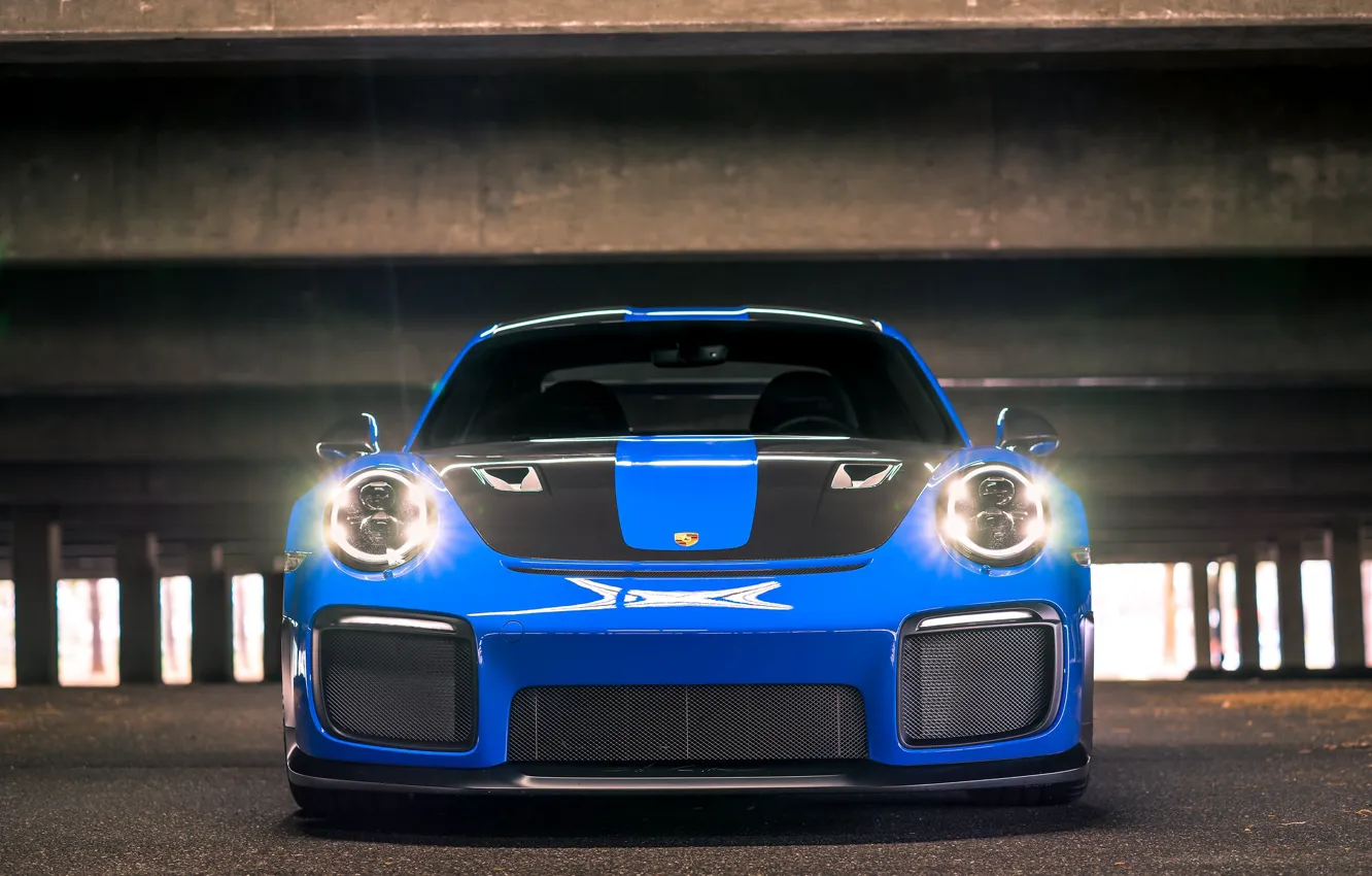 Фото обои 911, Porsche, Light, Blue, Front, GT3 RS, Face, VAG