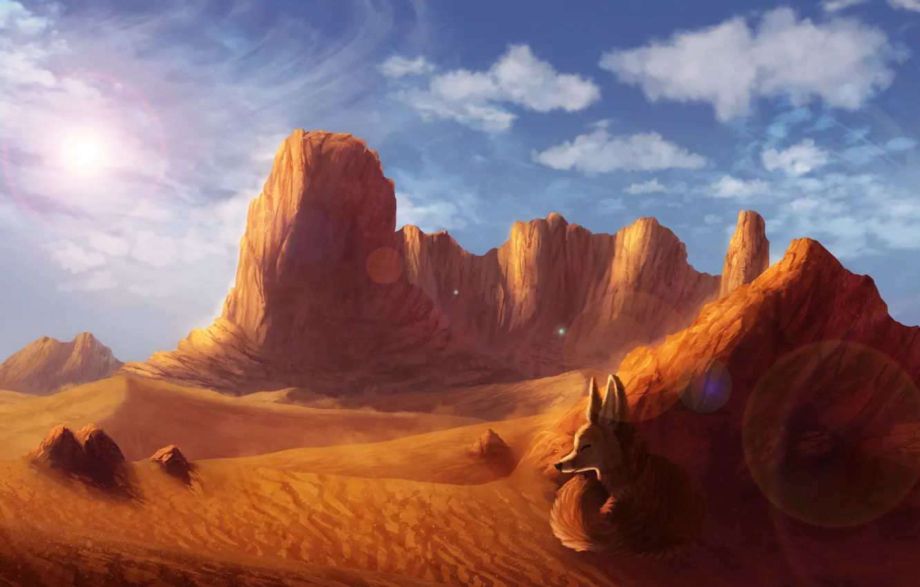 Фото обои природа, пустыня, лиса, by CreeperMan0508