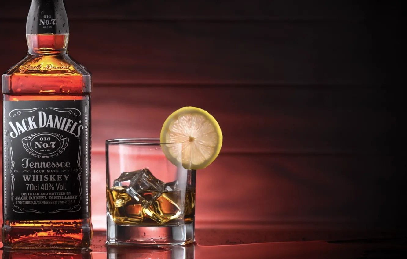 Фото обои glass, whiskey, drinks, bottle, jack daniels