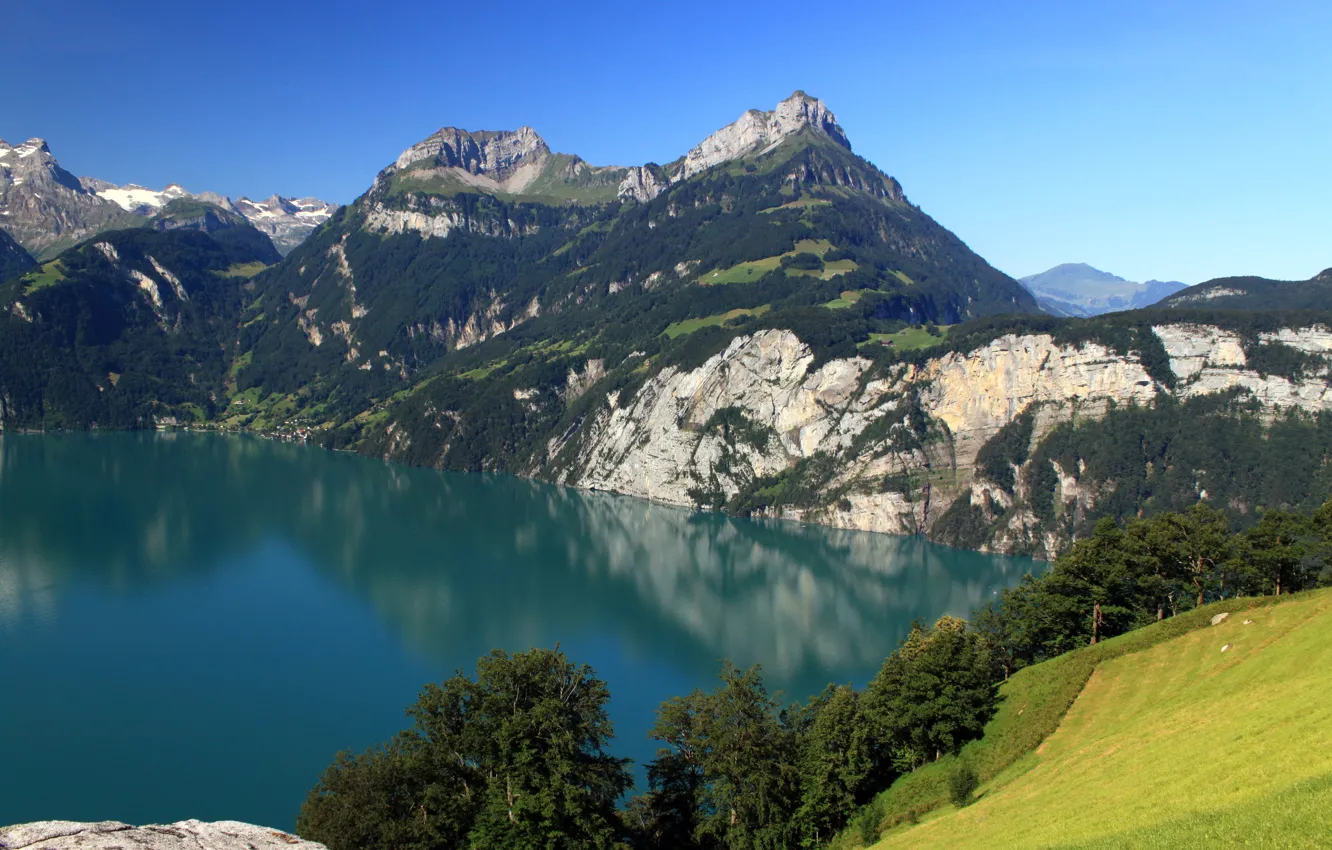 Фото обои пейзаж, горы, природа, озеро, Швейцария, Morschach