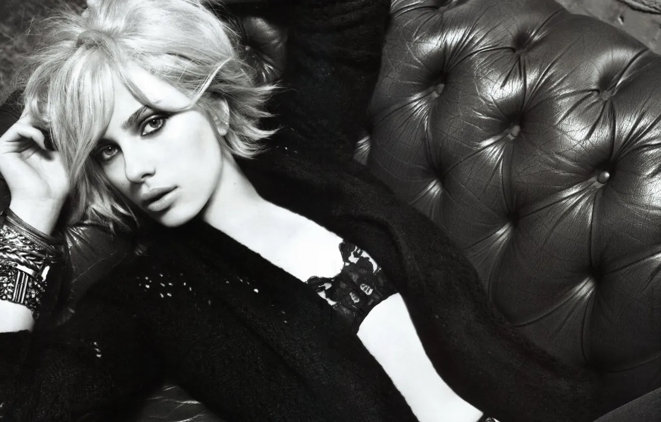 Фото обои черно-белая, Scarlett Johansson, блондинка, скарлетт йоханссон