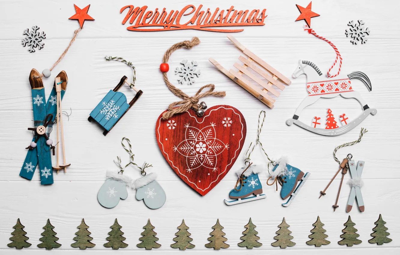 Фото обои украшение, Christmas, сердечко, санки, with, winter, elements, декор