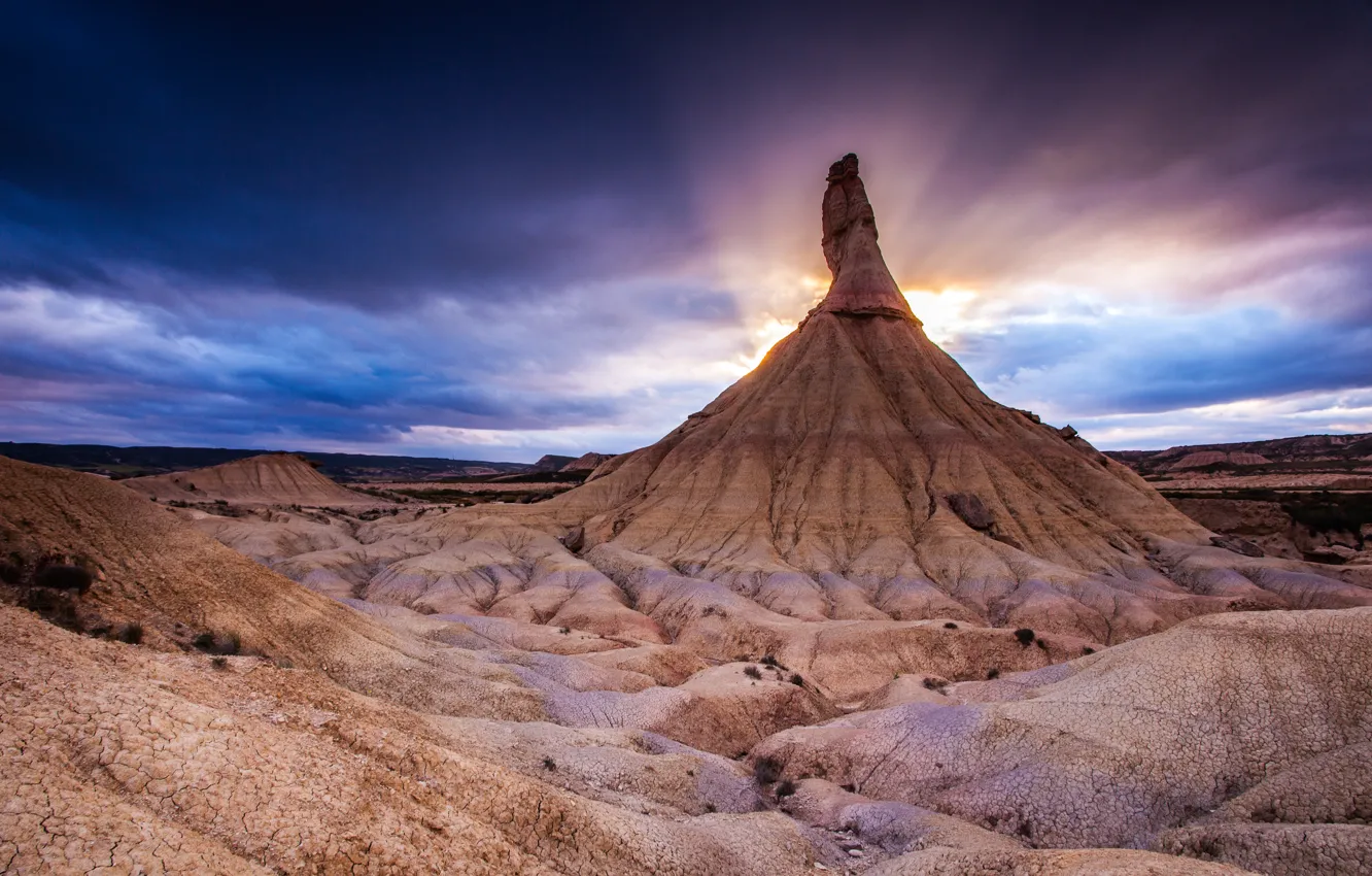 Фото обои закат, природа, гора, northern Spain, The Bardenas Reales National Park