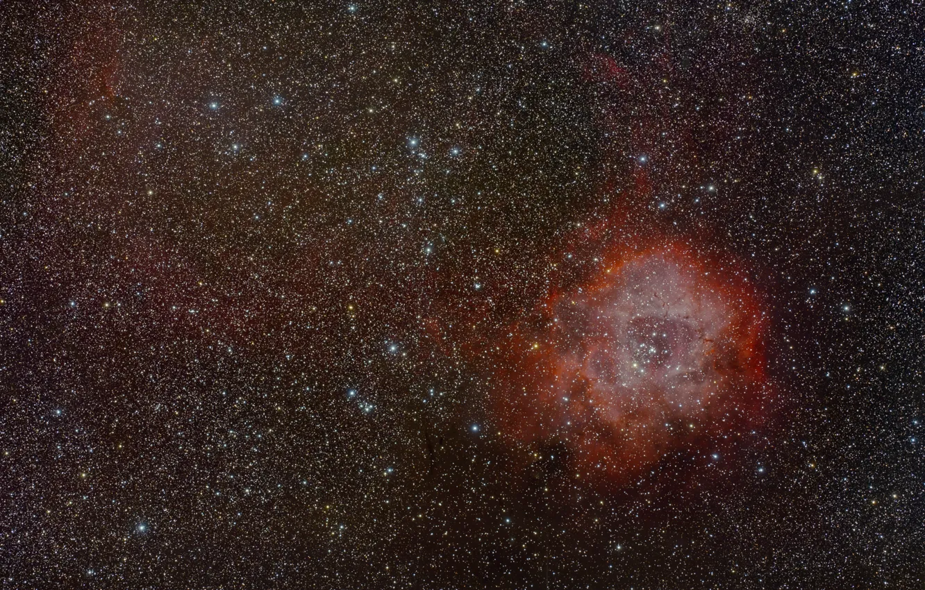 Фото обои космос, Туманность, Розетка, Единорог, NGC 2237, в созвездии, Rosette
