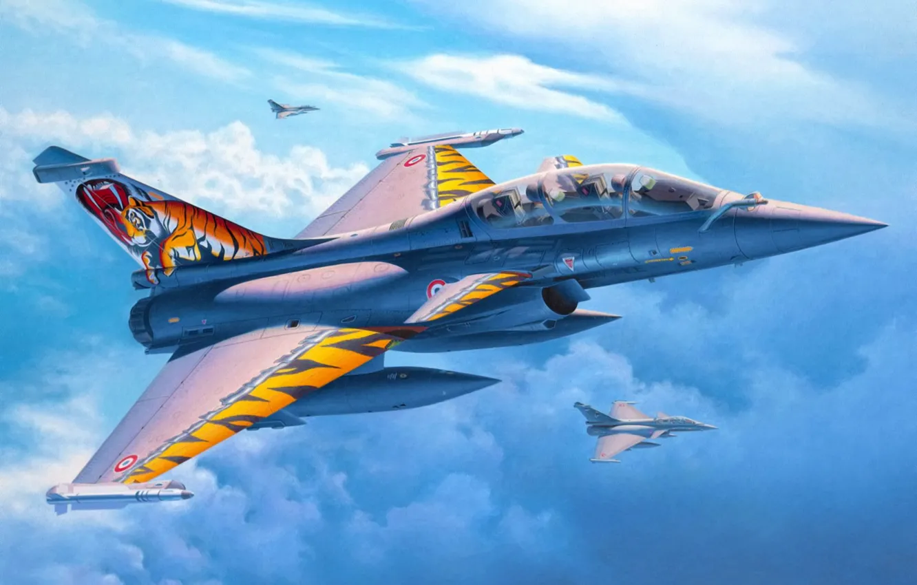 Фото обои war, art, painting, jet, Dassault Rafale