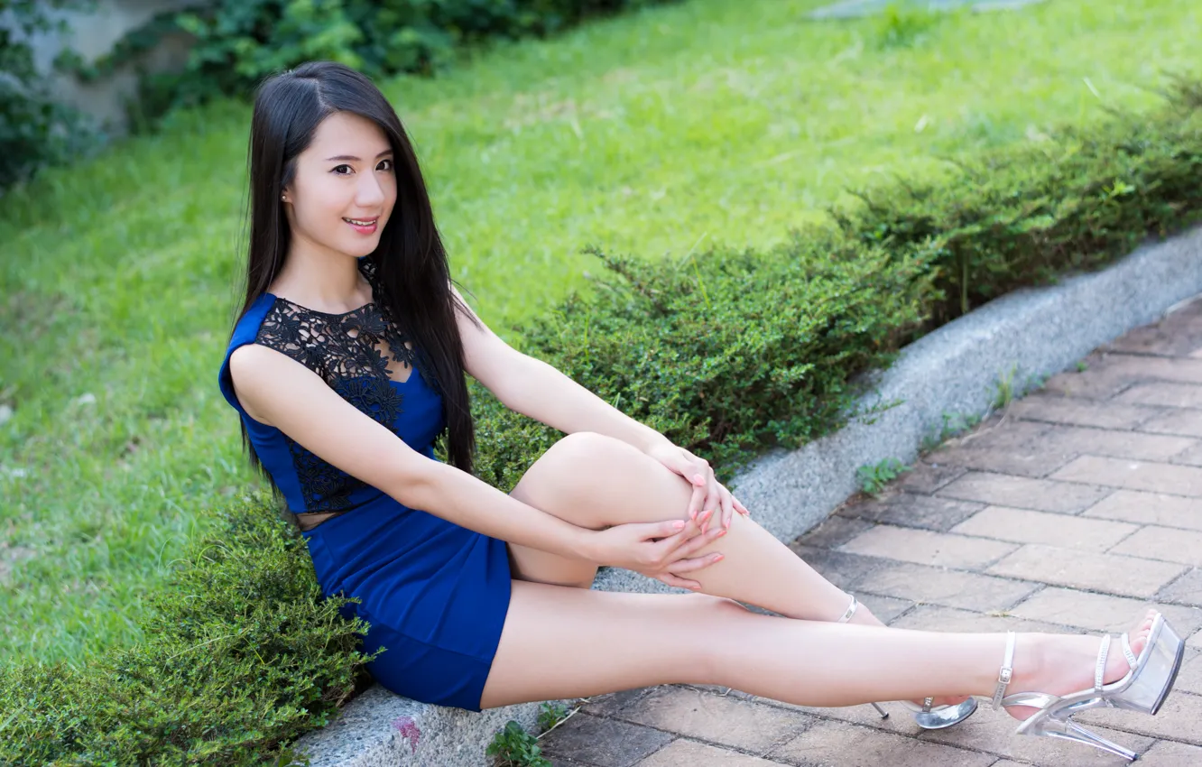 Фото обои лето, девушка, лицо, волосы, ножки, азиатка