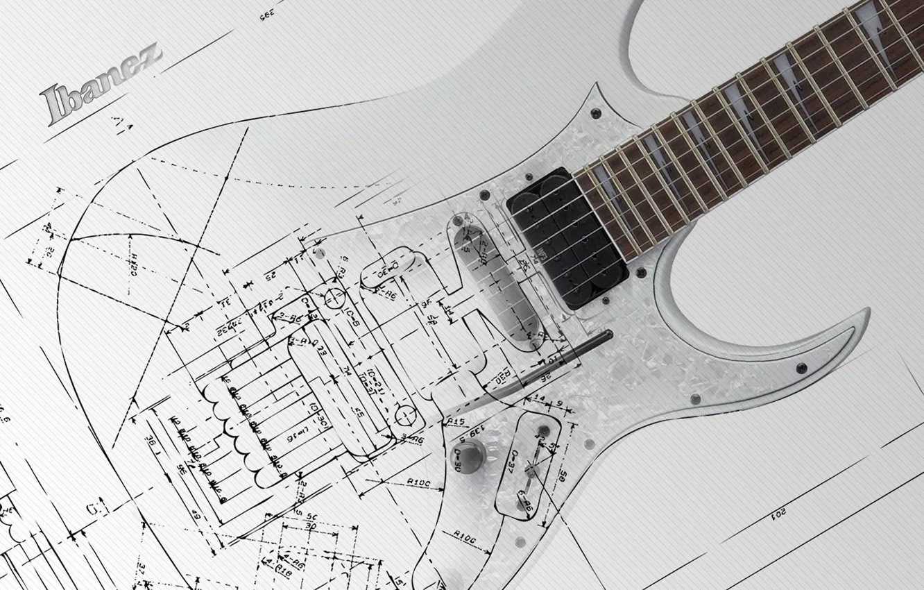 Фото обои plan, drawing, diagram, electric guitar
