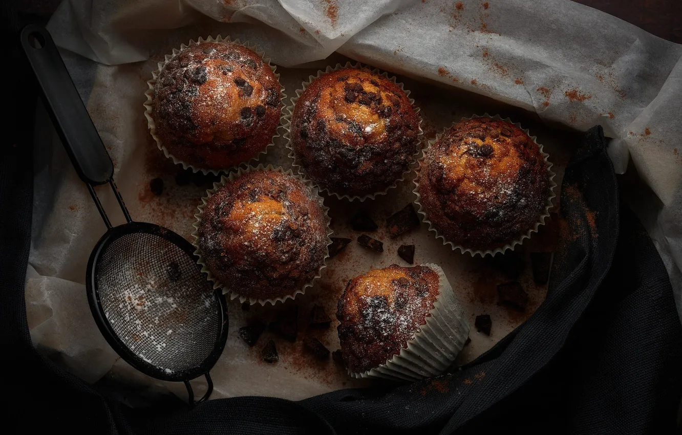 Фото обои десерт, шоколадное, кексы