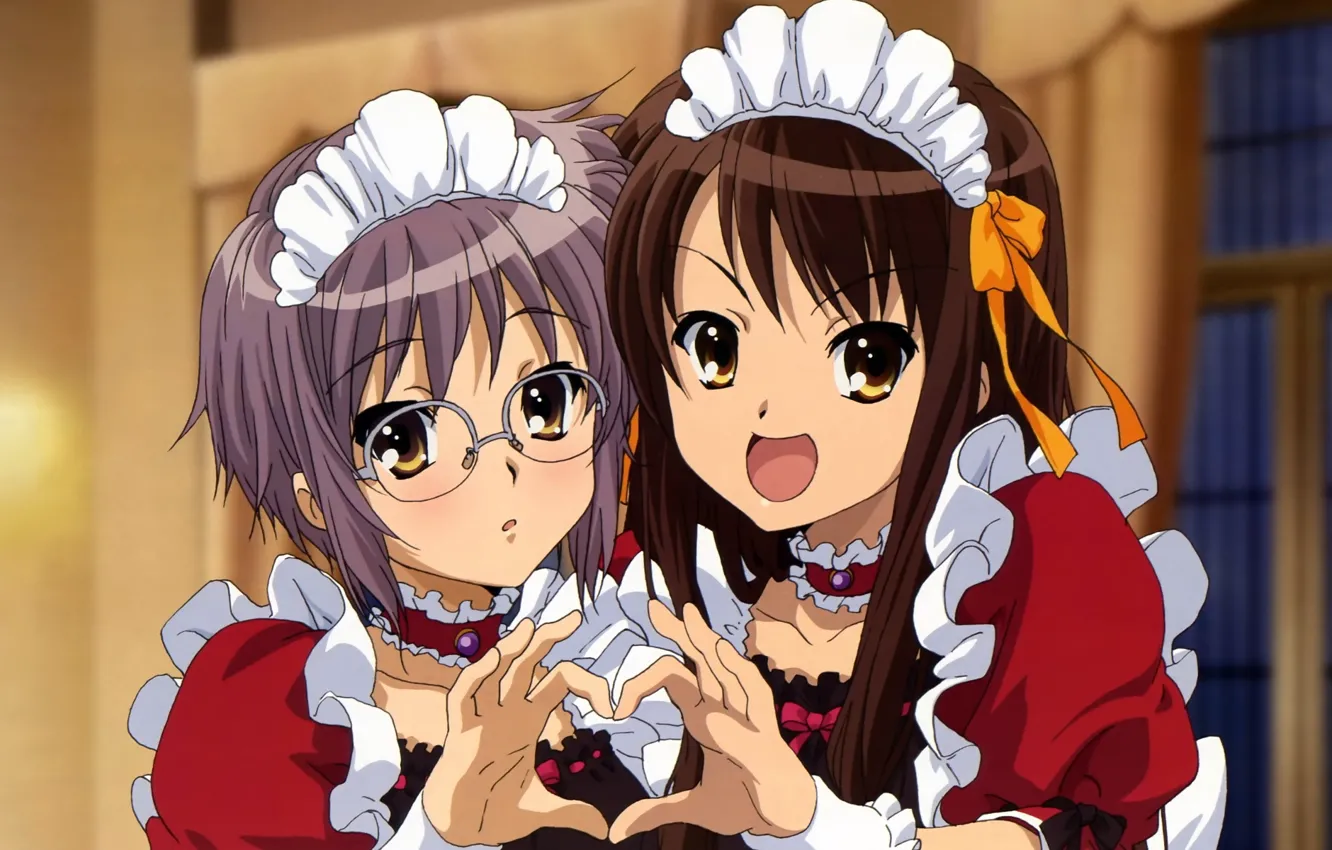 Фото обои девушки, аниме, меланхолия харухи судзумии