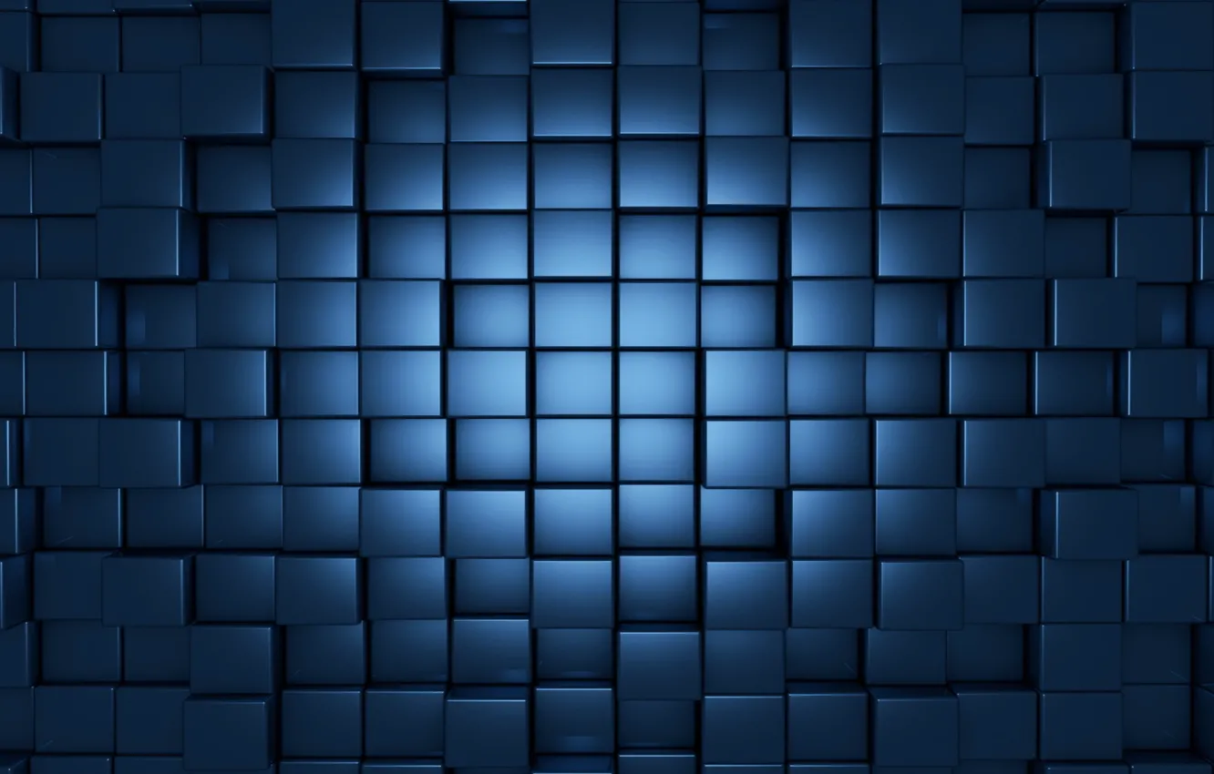 Фото обои синий, кубы, блеск, формы, рендер, cube, deep blue