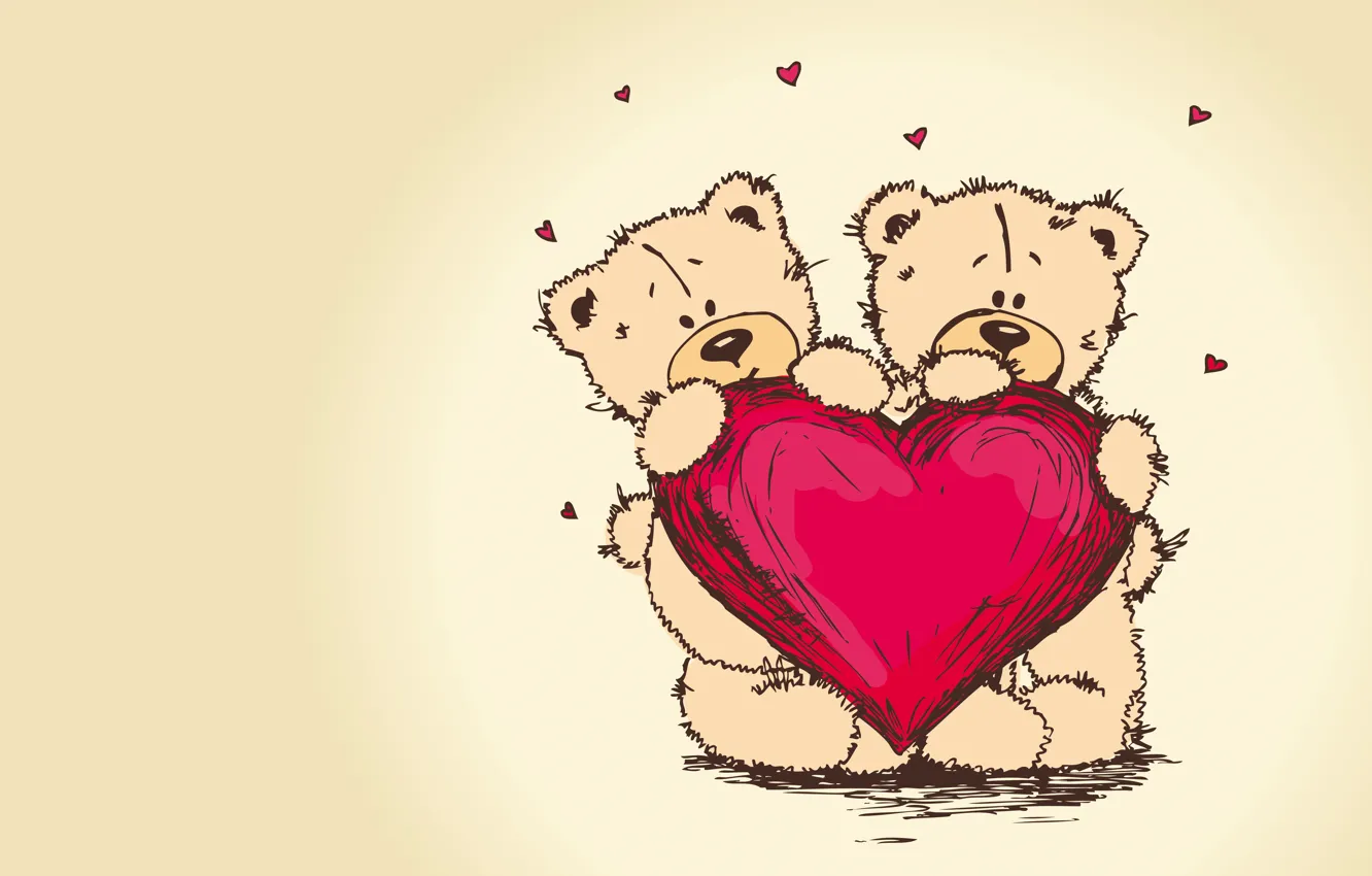 Фото обои сердце, медведь, пара, тедди, teddy bear, valentines day