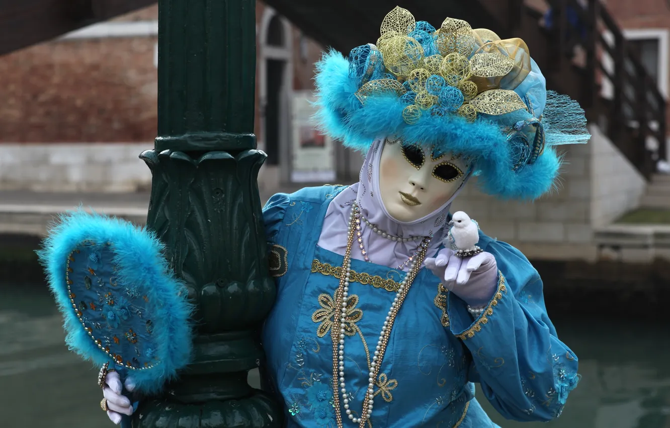 Фото обои маска, костюм, Венеция, наряд, карнавал, дама