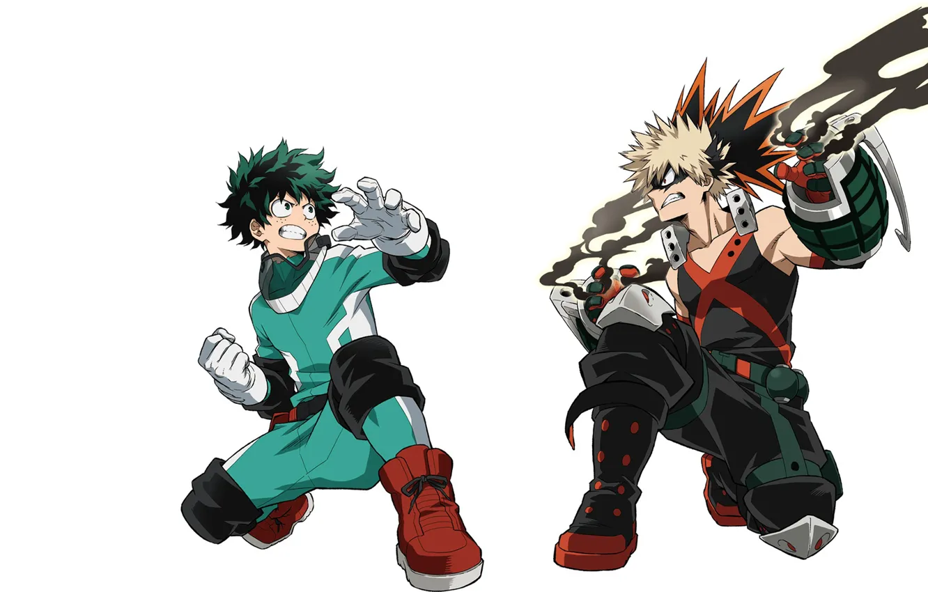 Фото обои парни, Моя геройская академия, My Hero Academia, Boku No Hero Academia, Мидория Изуку, Бакуго Катсуки