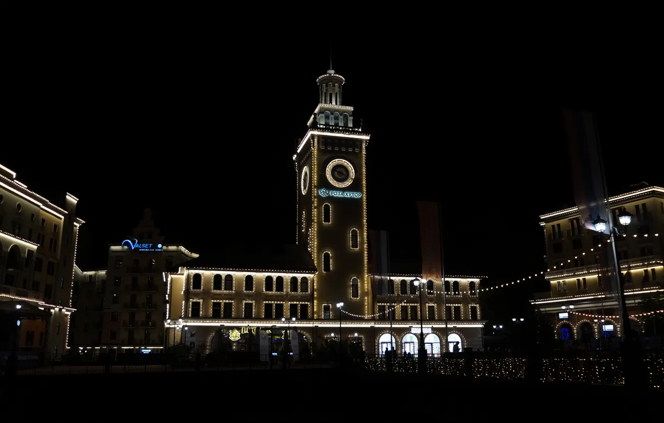 Фото обои ночной город, курорт, кавказ, night city, rest, роза хутор, caucasus, roza khutor