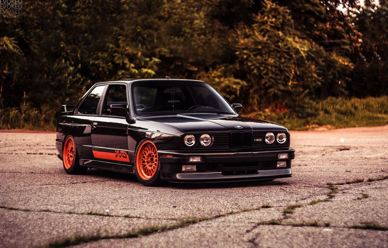 Фото обои BMW, black, E30