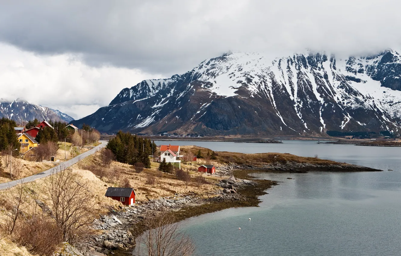 Фото обои пейзаж, горы, природа, побережье, остров, Норвегия, Lofoten Islands