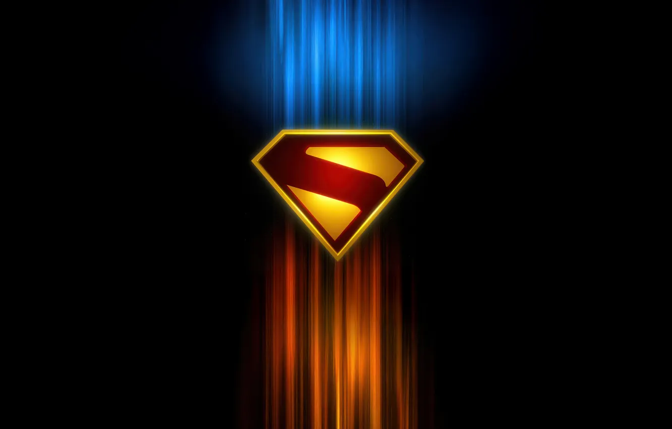 Фото обои DC Comics, Superman, черный фон, комикс, логотип, Супермен