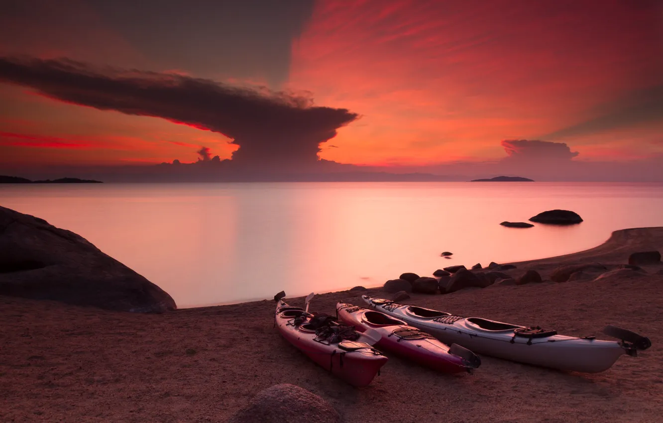 Фото обои закат, Зимбабве, озеро Малави