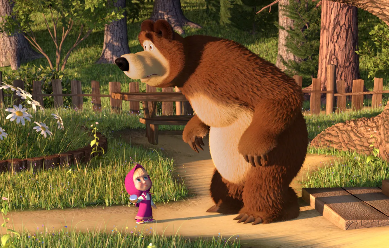 Фото обои кино, фильм, медведь, мульфильм, Маша