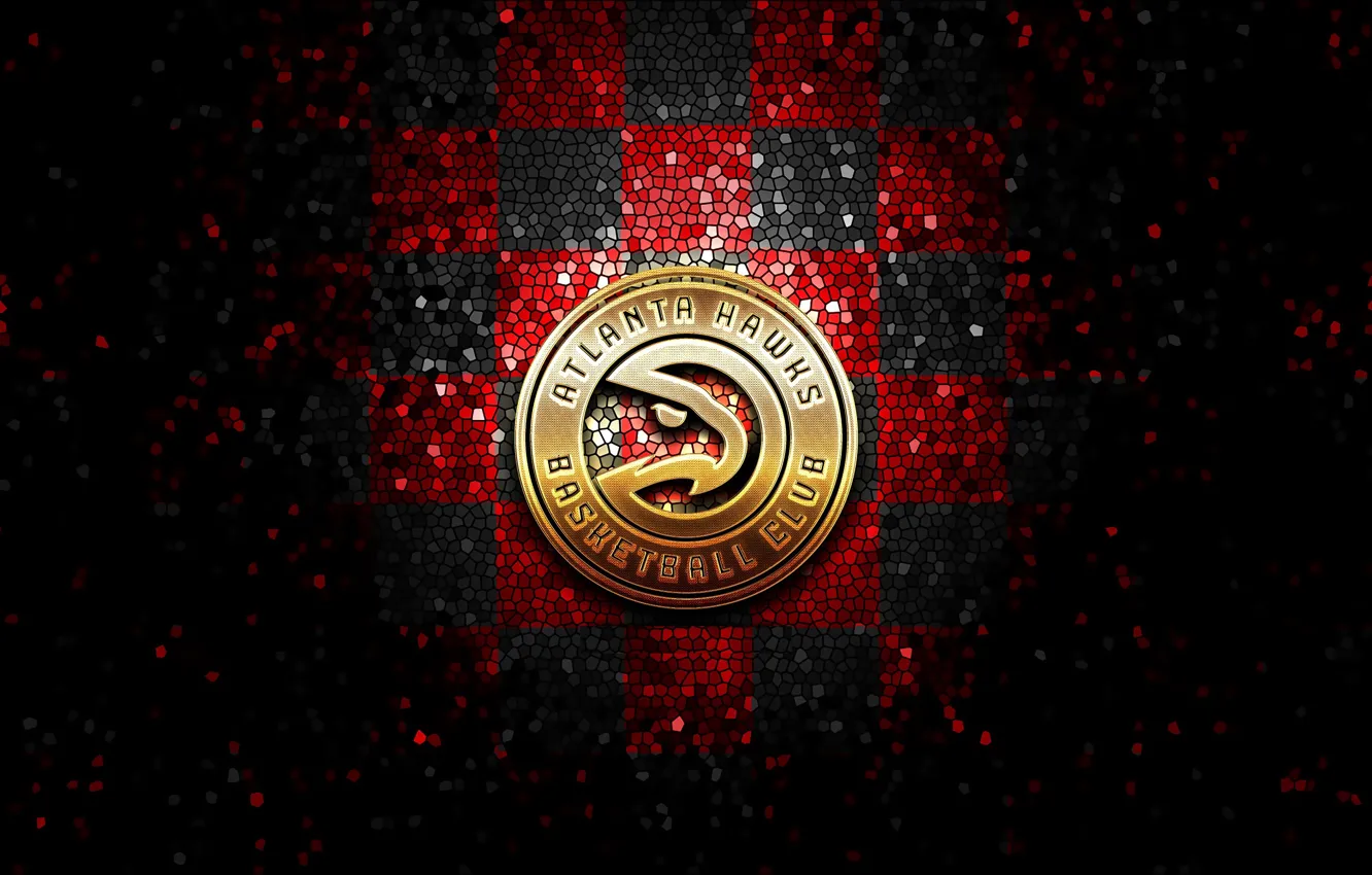 Фото обои wallpaper, sport, logo, basketball, NBA, Atlanta Hawks, glitter, checkered
