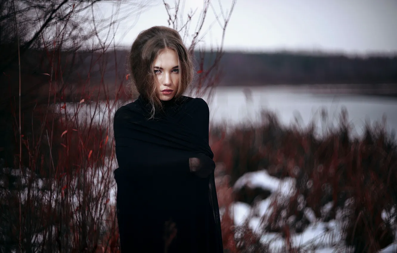 Фото обои портрет, взгляд, девушка