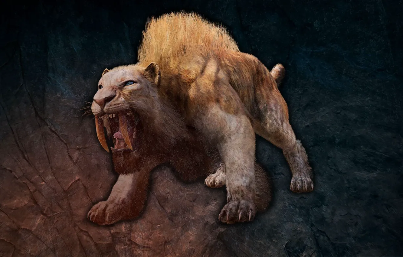 Фото обои зверь, саблезубый тигр, beast, смилодон, Far Cry Primal