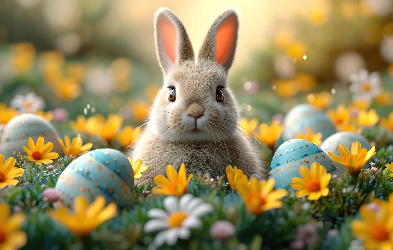 Фото обои цветы, яйца, весна, colorful, Пасха, happy, flowers, spring