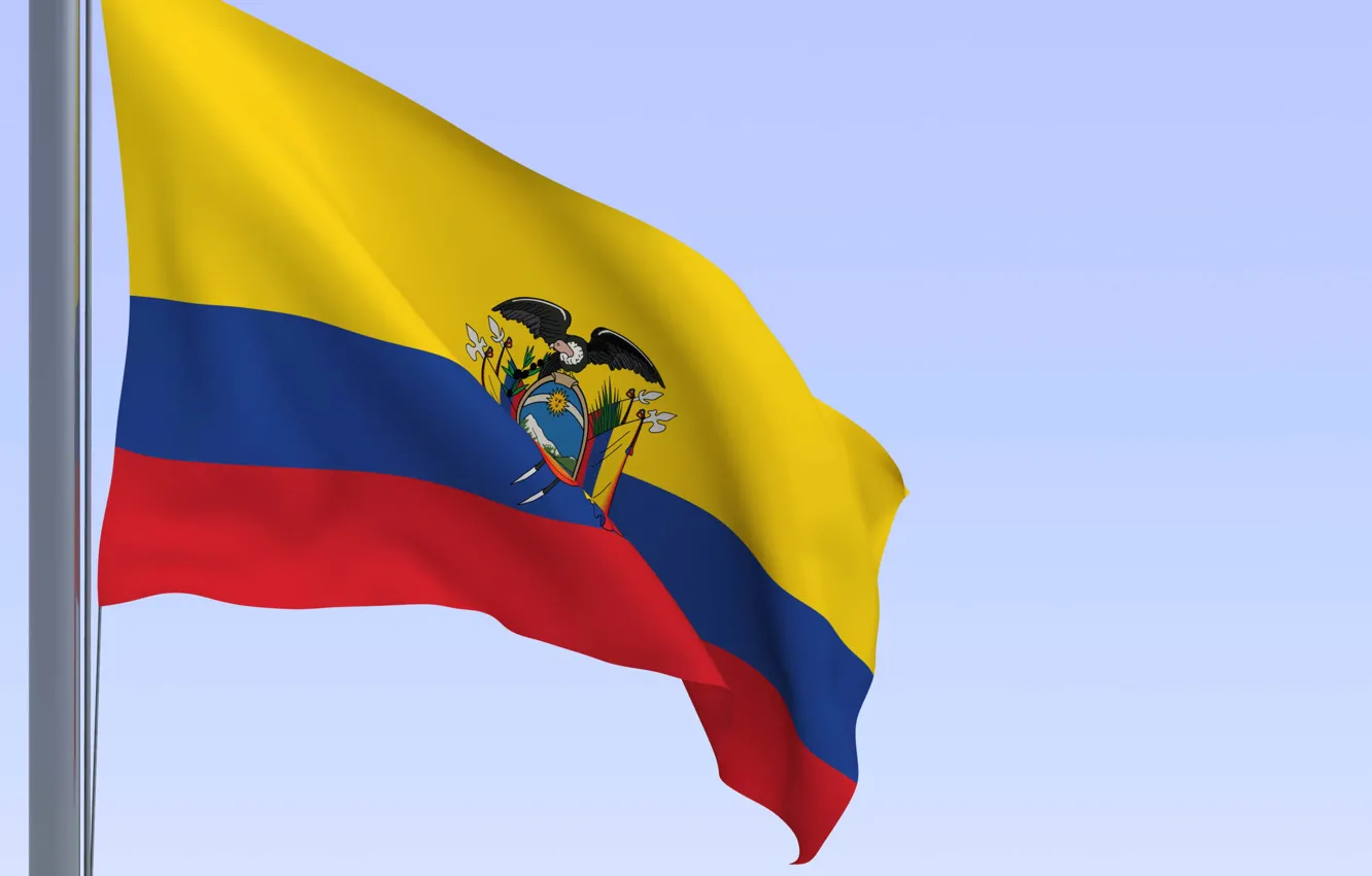Фото обои небо, жёлтый, флаг, орёл, текстуры, ecuador, эквадор
