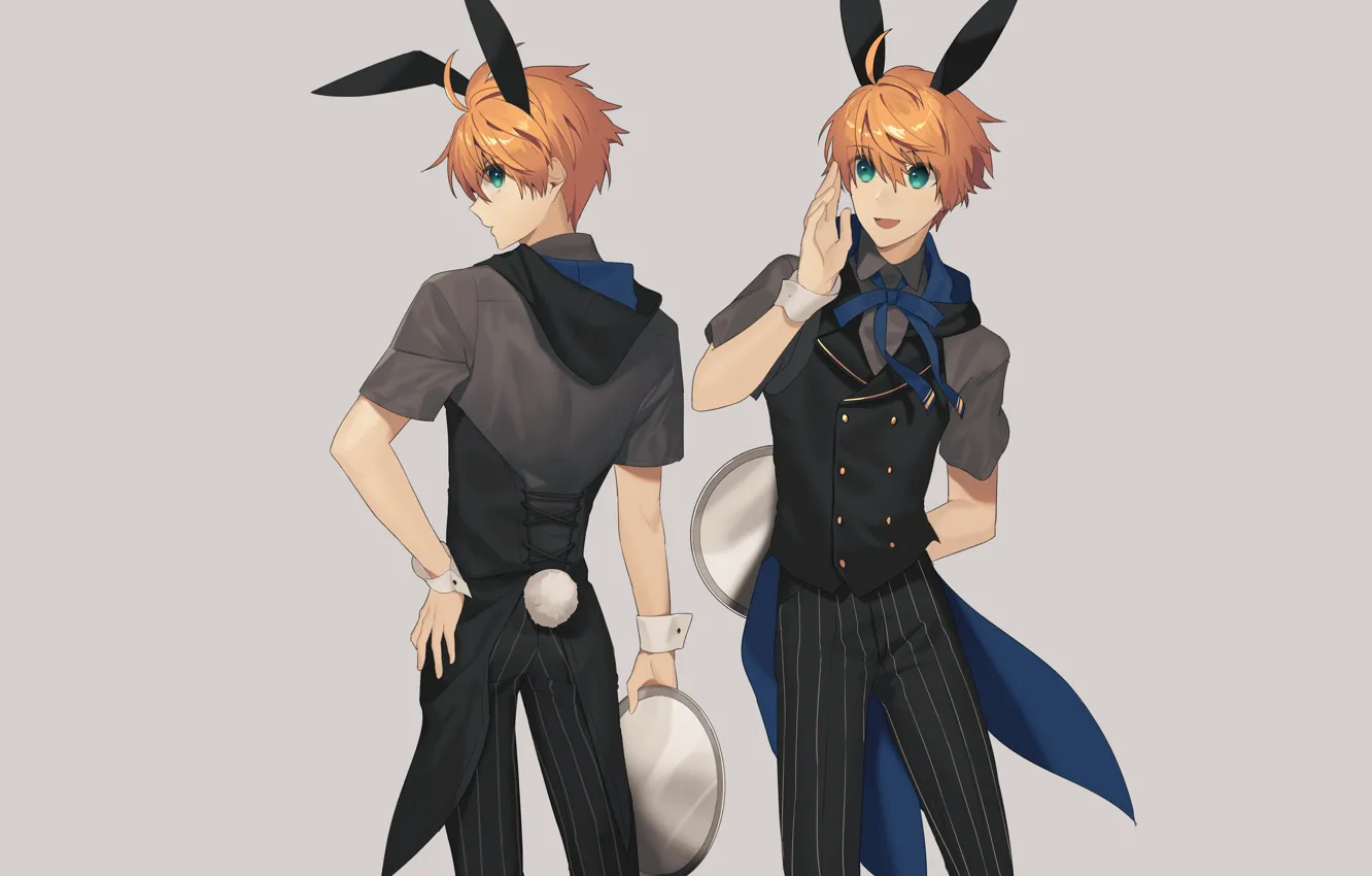 Фото обои кролик, парень, зайка, поднос, Fanart, официант, Fate/Grand Order, Pixiv