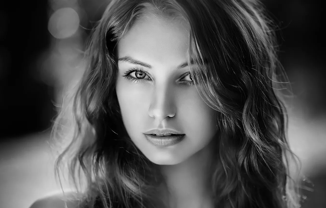 Фото обои long hair, beautiful, monochrome, women