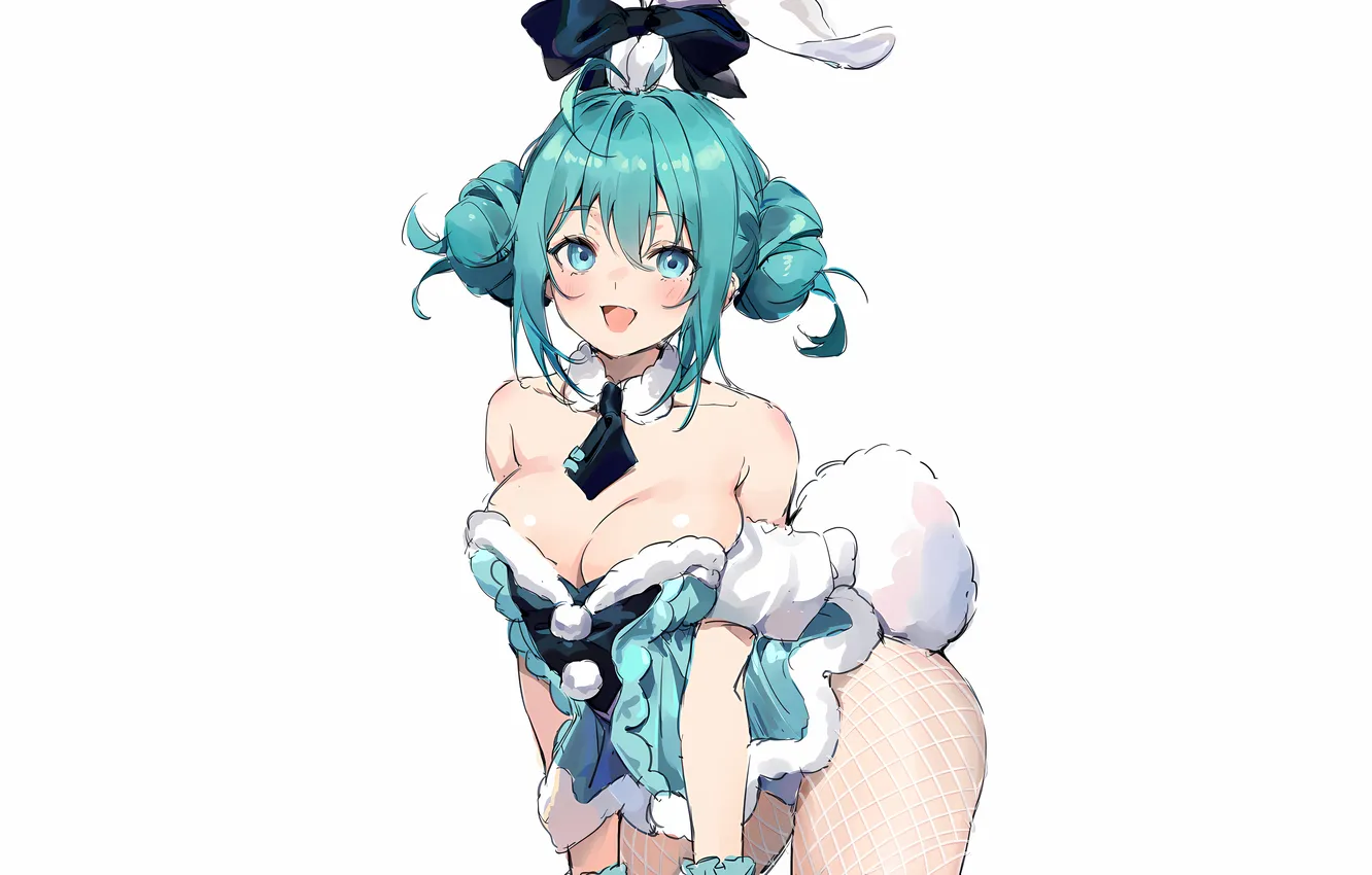 Фото обои girl, sexy, Hatsune Miku, cleavage, Vocaloid, green eyes, boobs, sexy girl