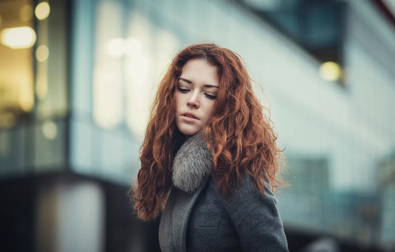 Фото обои взгляд, Аня, пальто, Анна Заболоцкая