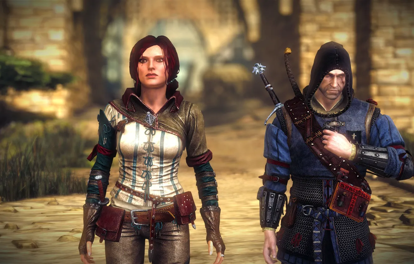 Фото обои Geralt, Triss, AssassinsofKings, TheWitcher2