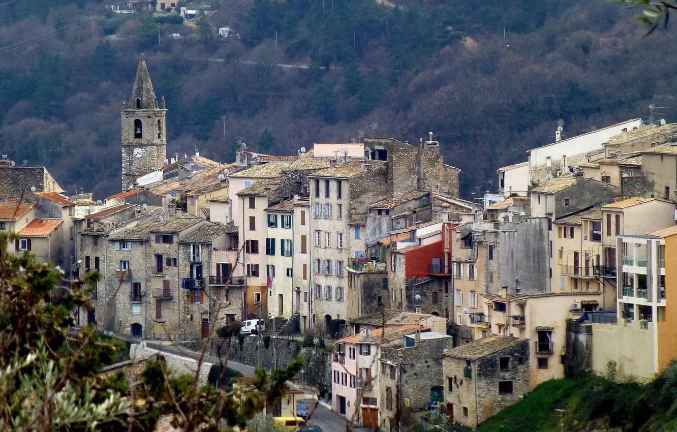 Фото обои горы, Франция, дома, Врок