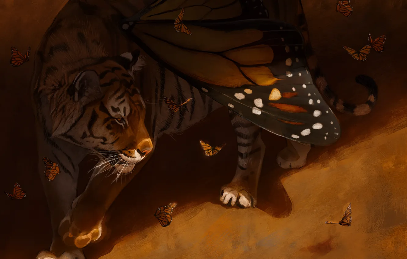 Фото обои бабочки, тигр, крылья, by Pixxus