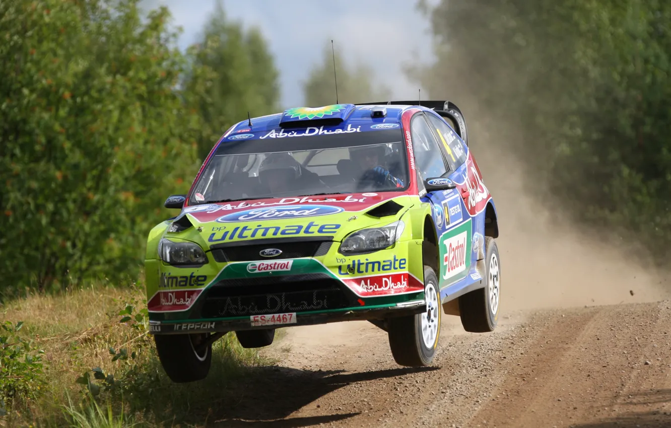 Фото обои Ford, Скорость, Гонка, Focus, WRC, Rally, Передок, Летит