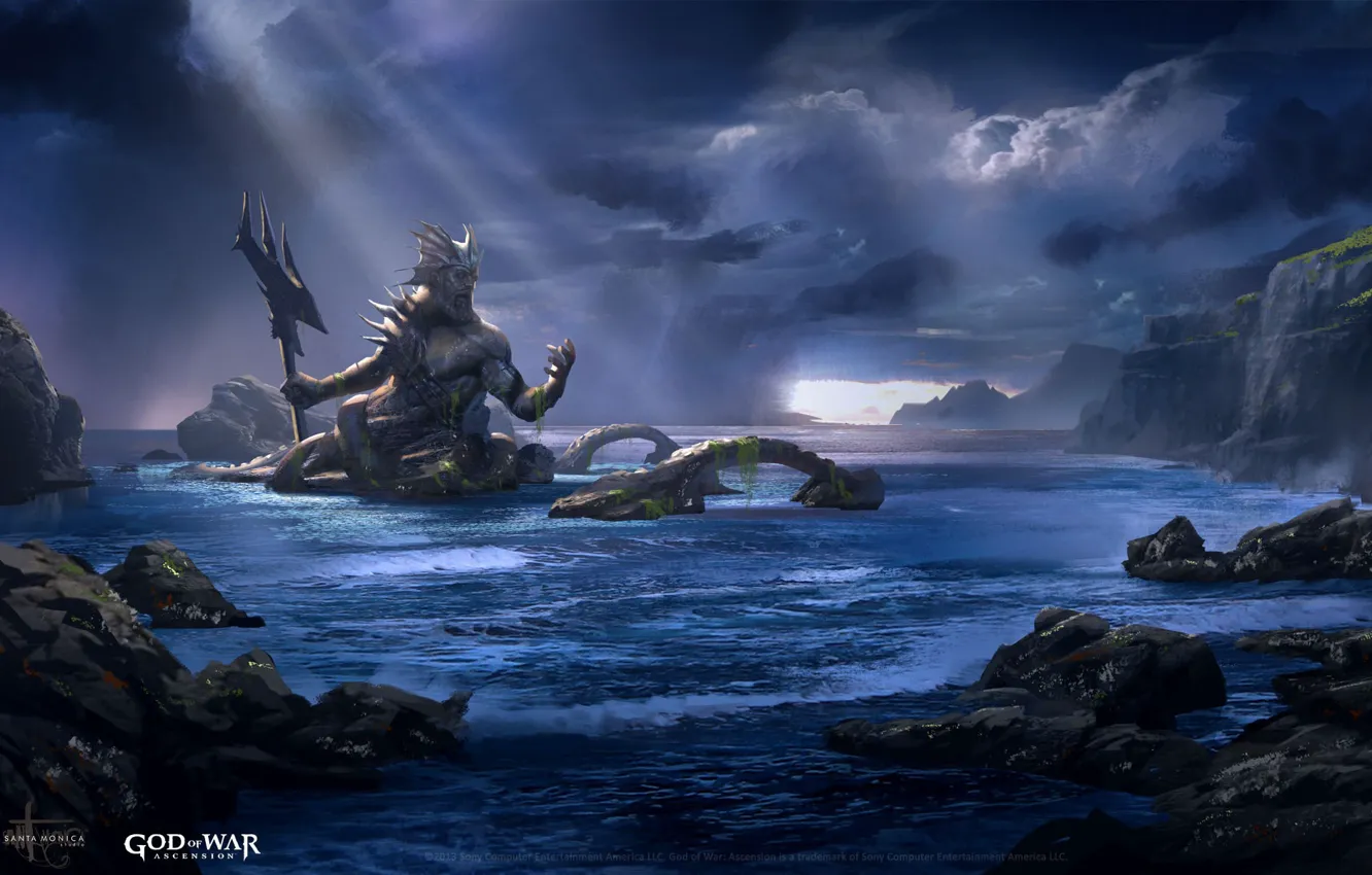 Фото обои game, sea, weapon, God of War, Neptune, god, God of War Ascension, official wallpaper