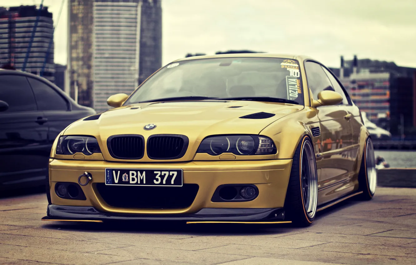 Фото обои BMW, Тюнинг, БМВ, E46, stance, Gold