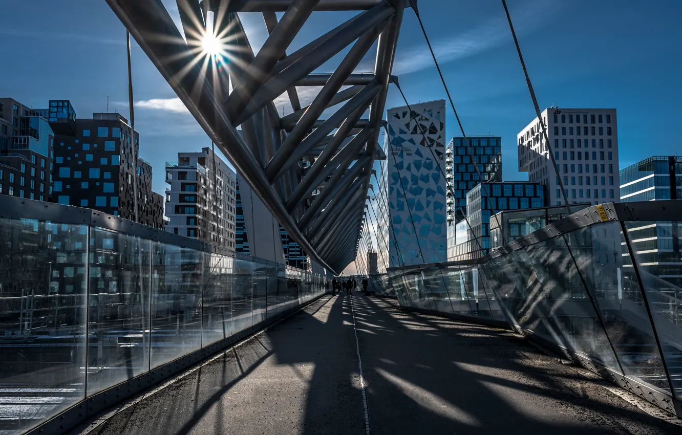 Фото обои Норвегия, архитектура, Norway, Осло, Oslo, Barcode bridge