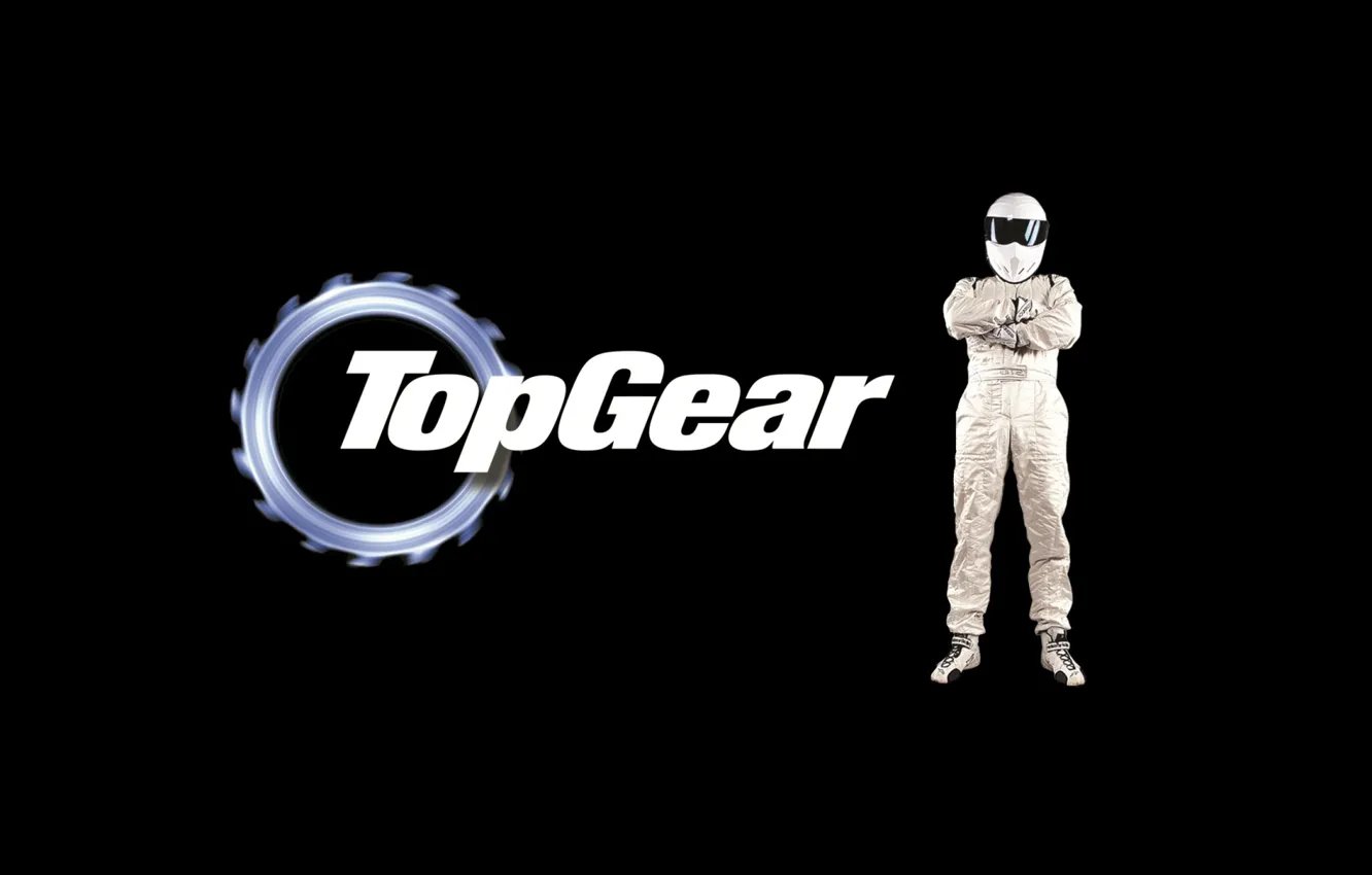 Фото обои фон, надпись, Top Gear, шестерёнка, гонщик, The Stig, Стиг, самая лучшая телепередача