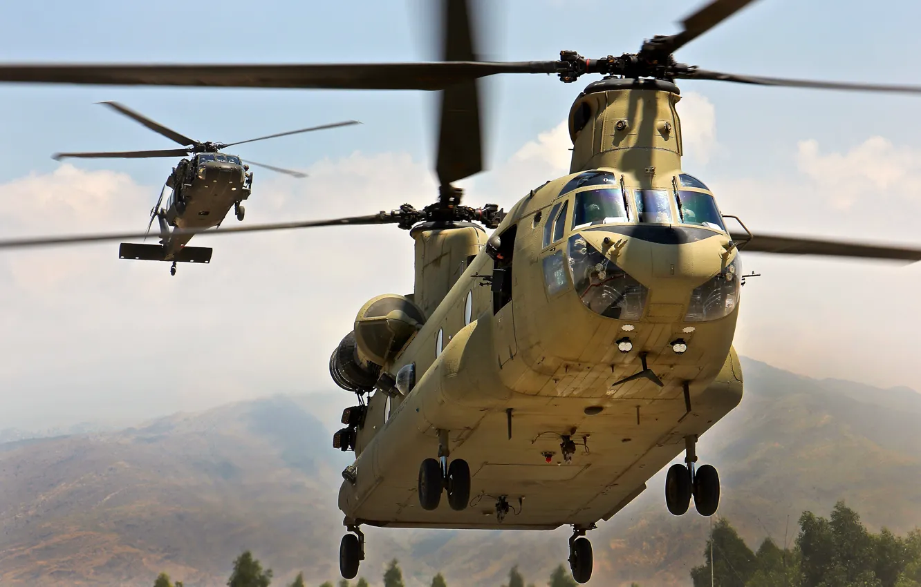 Фото обои США, Афганистан, UH-60, вертолёты, Chinook, CH-47, Blackhawk