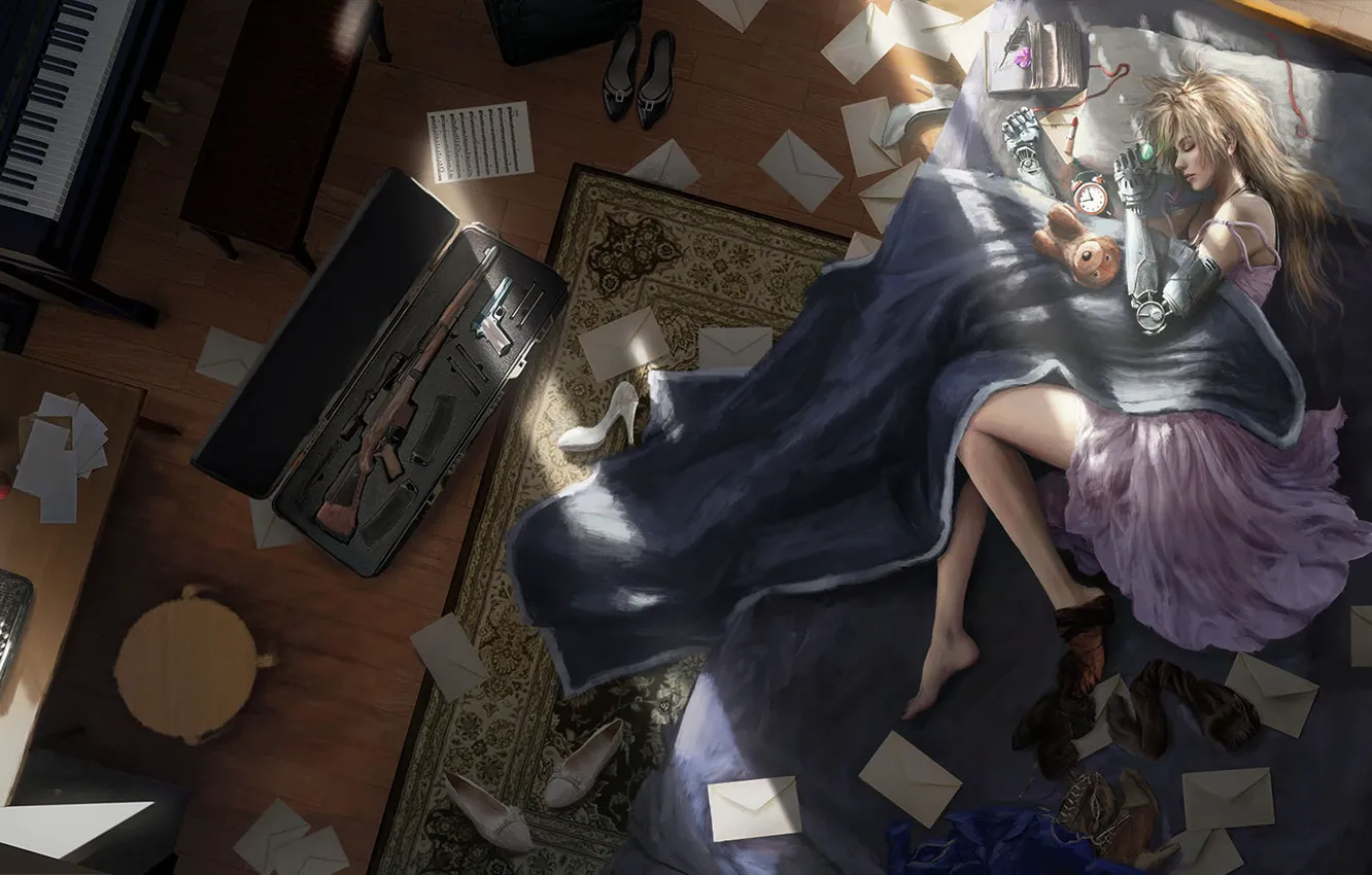 Фото обои девушка, арт, лежит, Violet Evergarden