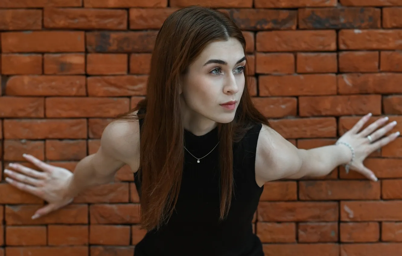 Фото обои девушка, милая, модель, Лицо, Обои, Портрет, шатенка, Кулон