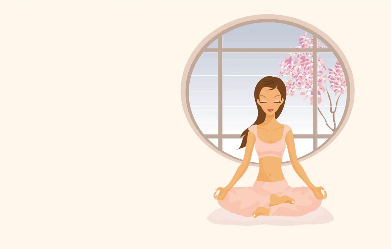 Фото обои девушка, вектор, арт, йога, асана, Meditation