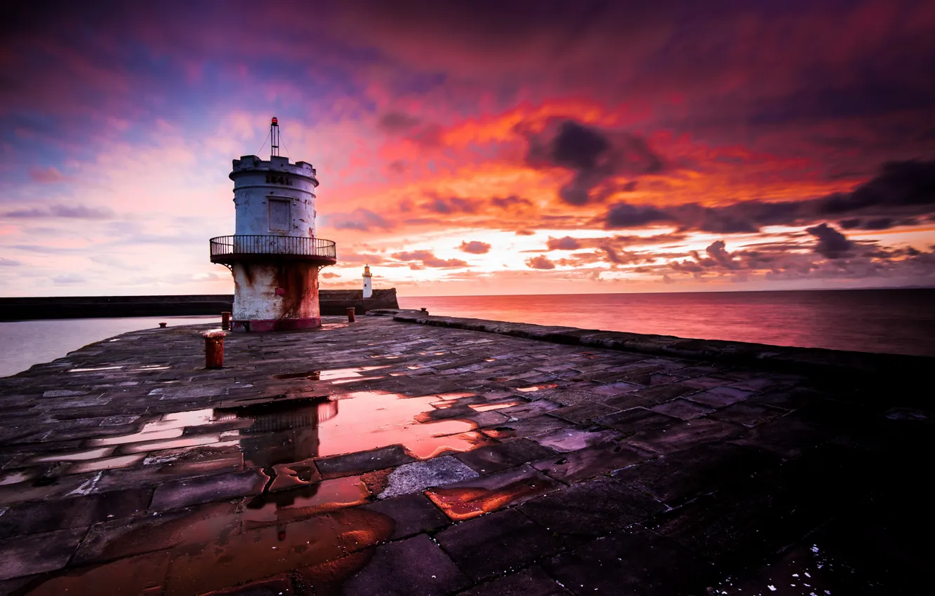 Фото обои море, берег, маяк, England, United Kingdom, Whitehaven