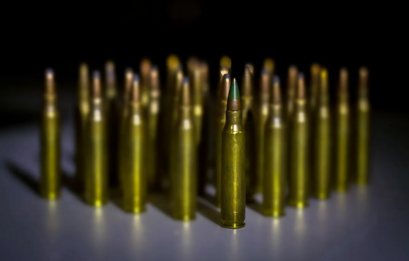 Фото обои макро, патроны, 5.56 cartridges