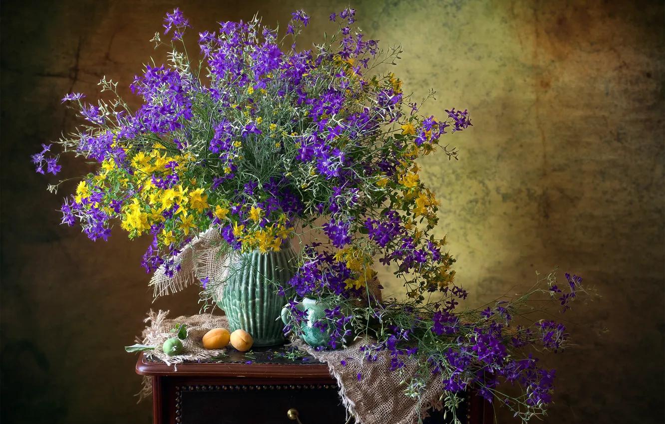 Фото обои лето, полевые цветы, абрикосы